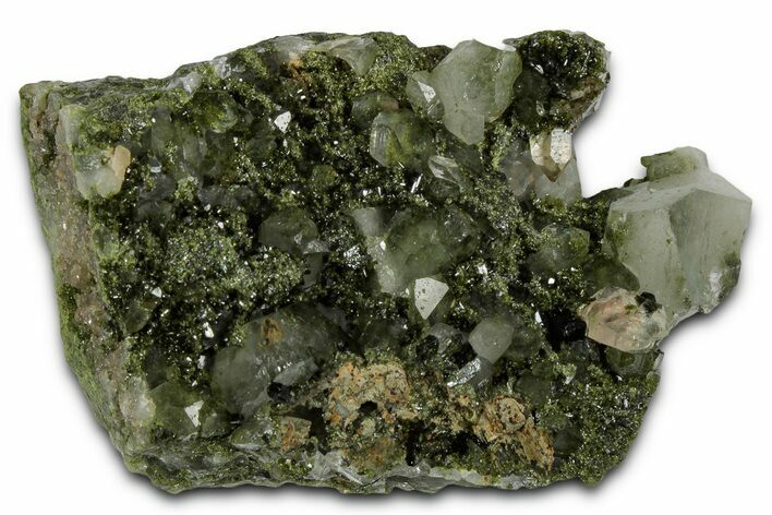 Sparkling Dark Green Epidote Crystals with Quartz - Turkey #337459